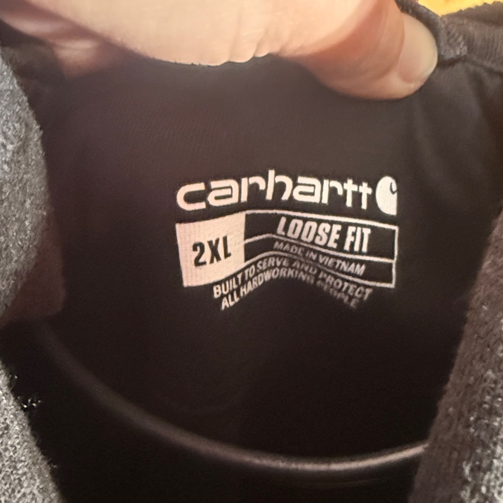 Carhartt Black Men's Pullover Hoodie size 2XL black and white hoodie loose fit - Picture 4 of 5